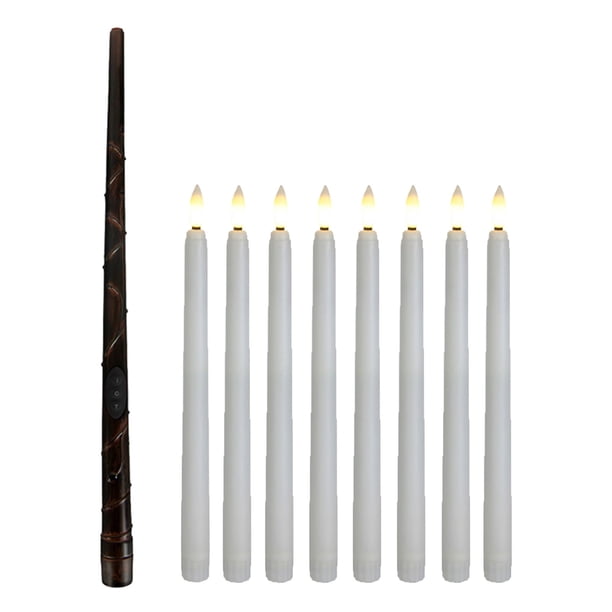Velas sin Llama con Remoto 8Pcs Led Velas Cónicas Flotantes sin Llama con Varilla Remota Y Cadena,Batería de Ventana de Vela Palos Luces,Decoración para Navidad,Boda,Fiesta de Cumpleaños