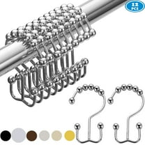 NimJoy 12pk Shower Curtain Hooks Ring, Plated Chrome Finish, Rustproof Premium Stainless Steel Rollerball Easy Glide Shower Double-Hook
