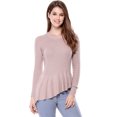 thumbnail image 1 of INSPIRE CHIC Women's Long Sleeve Ribbed Knit Ruffle Hem Peplum Top, 1 of 6