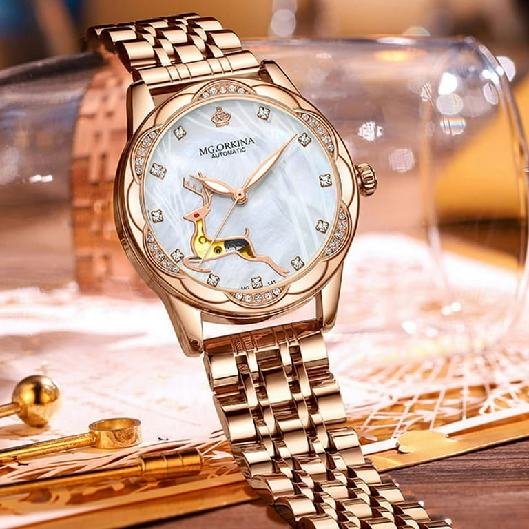 New Rose Gold Stainless Steel Mesh Strap Bracelet Watches Ladies