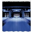 thumbnail image 3 of Ambesonne Bowling Party Shower Curtain, Symmetrical Pins, 69"Wx75"L, Blue White Red, 3 of 3