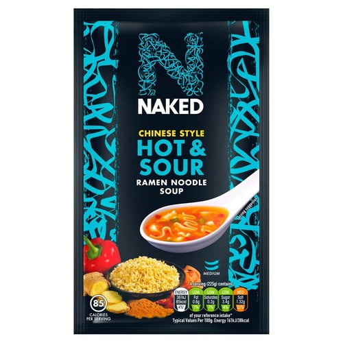 Naked Noodle Ramen Chinese Hot & Sour Soup 25g, British Import (Pack of 2)