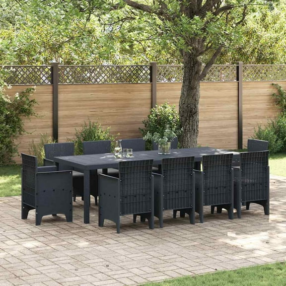 vidaXL Garden Dining Set 11 pcs Anthracite Polt rattan