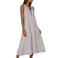 thumbnail image 5 of Snorda Women's Striped Dress Summer Round Neck Sleeveless Striped Solid Color Casual Dress Flowy Sundress Ideal for Daily Wear Beach Vacation & Party, 5 of 7
