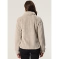 thumbnail image 4 of Chaquetas De Lana Para Mujer Otoño Invierno Botón Abajo Manga Larga Suave Fuzzy Shaggy Teddy Abrigos Chaqueta Caqui L, 4 of 5