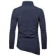 thumbnail image 2 of Camisas Negras Para Hombre Camisa informal de manga larga con solapa inclinada asimétrica de Color sólido informal a la moda para hombre (Navy, L), 2 of 4
