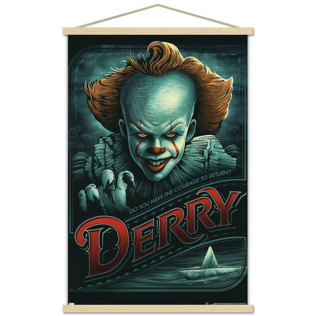 IT - Pennywise Derry Wall Poster, 14.725" x 22.375" Framed