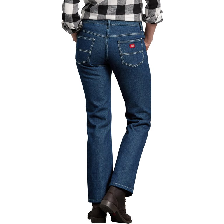 Dickies Women's Relaxed Fit Straight Leg Flannel Lined Denim Jeans