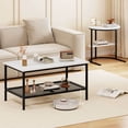 thumbnail image 5 of Costway Coffee Table Set of 2 2-Tier Rectangle Coffee Table and Side End Table White & Black, 5 of 11