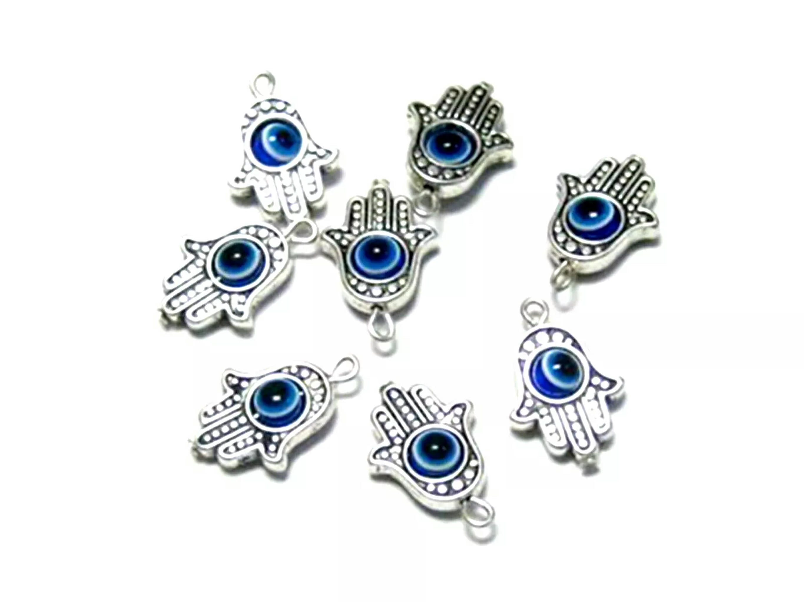 U8MO 100 Tibet Silver Alloy Hamsa Hand EVILEYE Kabbalah Good Luck Charm Pendant