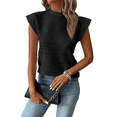 thumbnail image 3 of Tops Texturizados de Corta para Mujer, Cuello Redondo, Tejido de Punto, Elegantes, Informales, Básicos, Camiseta Sin Mangas de Verano, Corte Entallado, Negro, Talla M, 3 of 8
