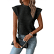 thumbnail image 3 of Tops Texturizados de Corta para Mujer, Cuello Redondo, Tejido de Punto, Elegantes, Informales, Básicos, Camiseta Sin Mangas de Verano, Corte Entallado, Negro, Talla M, 3 of 8