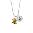 thumbnail image 2 of Delight Jewelry Resin Monkey Hugging a Banana Silvertone Script Initial Disc - G - Charm Necklace, 20"+3", 2 of 4