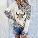 thumbnail image 5 of Moda mujer manga larga otoño camiseta impresión bolsillos con capucha blusa Tops Fridja  bvmnju7977, 5 of 7