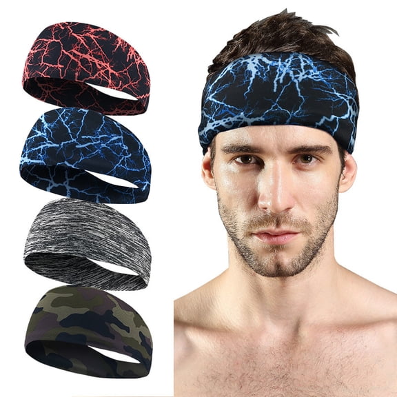 YVNAURA Adjustable Sports Headband Non Slip Sweatband for Women Men Wide Breathable Moisture Wicking Running Yoga Gym Workout Hair Bands Soft Stretchy Quick Dry One Size, Blue,One Size
