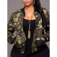 thumbnail image 1 of Lovelywholesale Women's Plus Size Camo Zipper Short Jacket Camouflage Long Sleeve Coat, 1 of 4