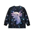 thumbnail image 5 of Xoenoiee Axolotl Universe Star Print Sweatshirt for Girls Kids Crewneck Fall Outfits Oversized Long Sleeve Tops Lightweight Sweater Trendy Side Split Winter Clothing, 5-6 Years, 5 of 7