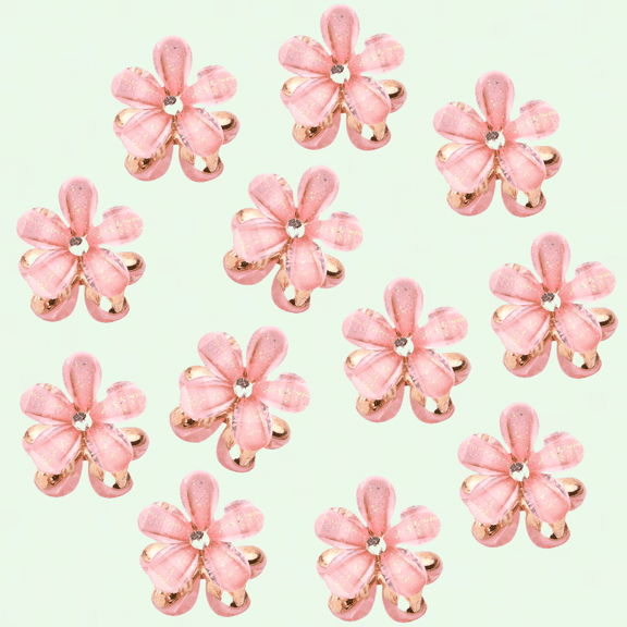 12pcs Mini Claw Clips, Flower Design Hair Clips, Small Hair Accessories for Women Girls