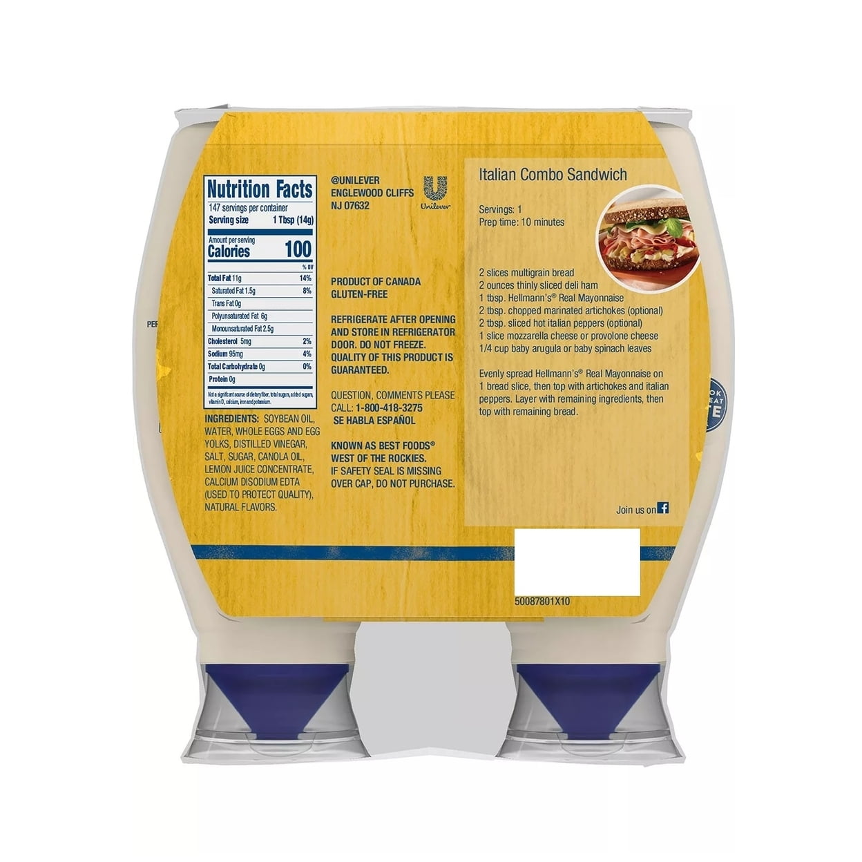 Hellmanns Real Mayonnaise 25 Ounce (Pack of 2)