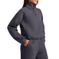 thumbnail image 5 of G4Free Flurrylux Womens Sweatshirts Fleece Lined Half Zip Mock Neck Cropped Pullover Winter Fashion Outfits Clothes, 5 of 7