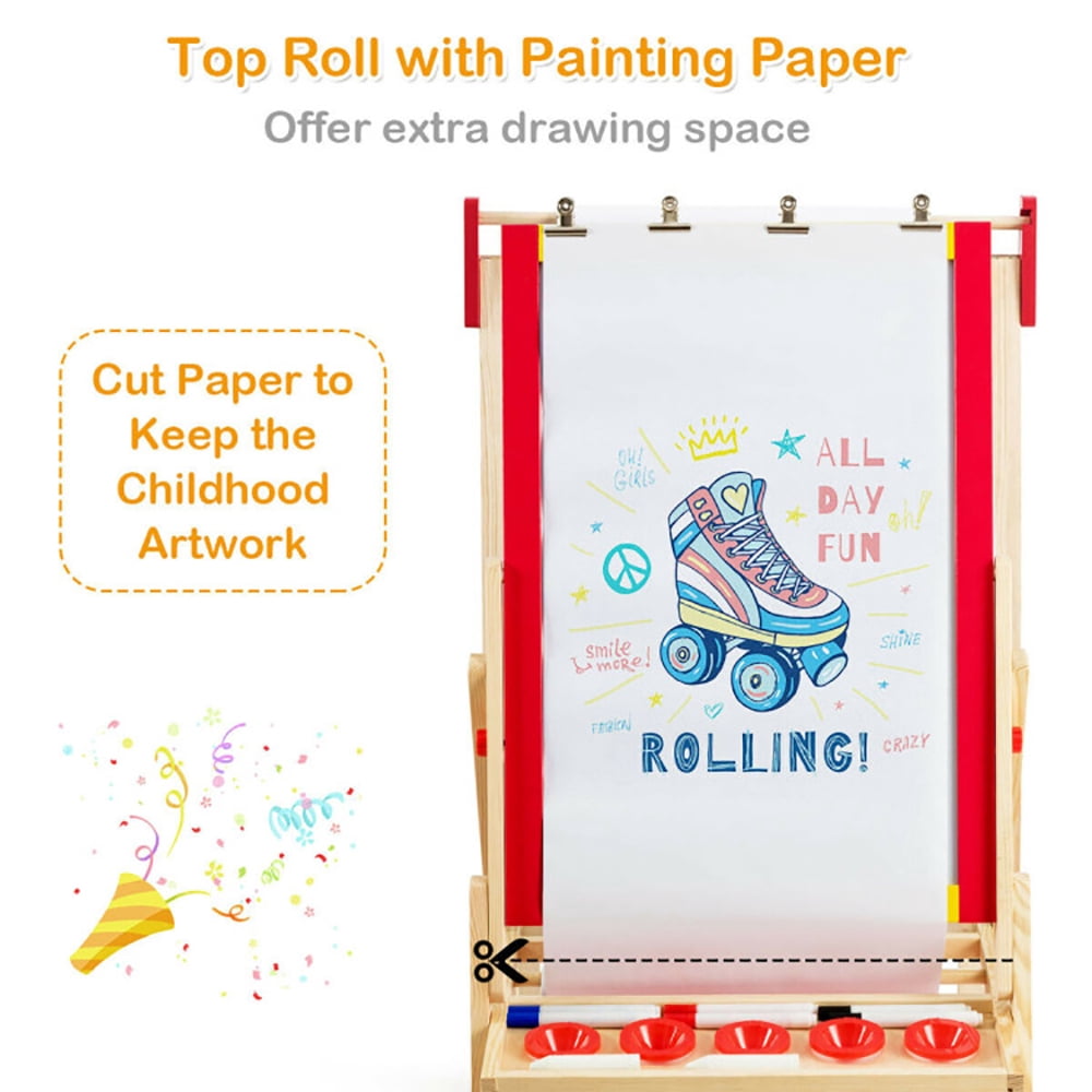 CIPACHO Flip-Over Double-Sided Kids Art Easel, Toddler Art Easel for Kids Ages 3-8, Educational Toys Gifts for Boys Girls