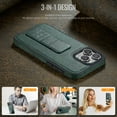 thumbnail image 6 of for iPhone 15 Pro Max Phone Case, Vintage Magnetic Finger Hand Wrist Strap Kickstand Shockproof Protective PU Leather Thin Fit Anti-Scratch Cover Compatible with iPhone 15 Pro Max, Green, 6 of 6