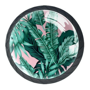4 Pcs Palm Leaves Knobs for Kitchen Cabinet Cupboard Dresser Bookcase Drawer Pulls Handles Round Home Decor