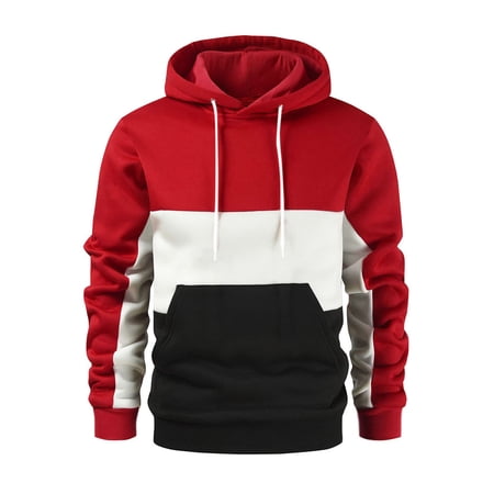 MAWCLOS Men's Hoodies Long Sleeve Hooded Sweatshirt Color Block Sweatshirts  Regular Fit Fall Drawstring Pullover Tops Red XL | Walmart Canada