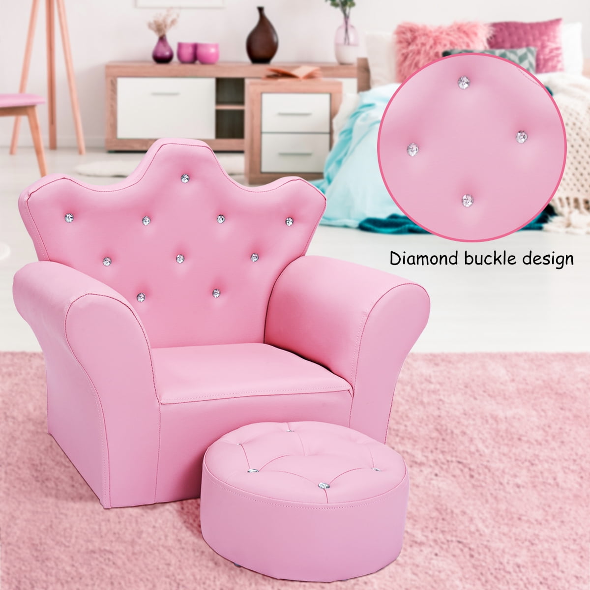little girl chair with ottoman