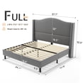 thumbnail image 3 of Merluxy Platform Bed Frame Tall Headboard Upholstered Bed with Velvet Nailhead Trim Arched Wingback,Full,Light Grey, 3 of 9