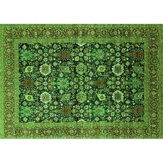 Ahgly Company Indoor Rectangle Oriental Green Traditional Area Rugs, 2' x 4'