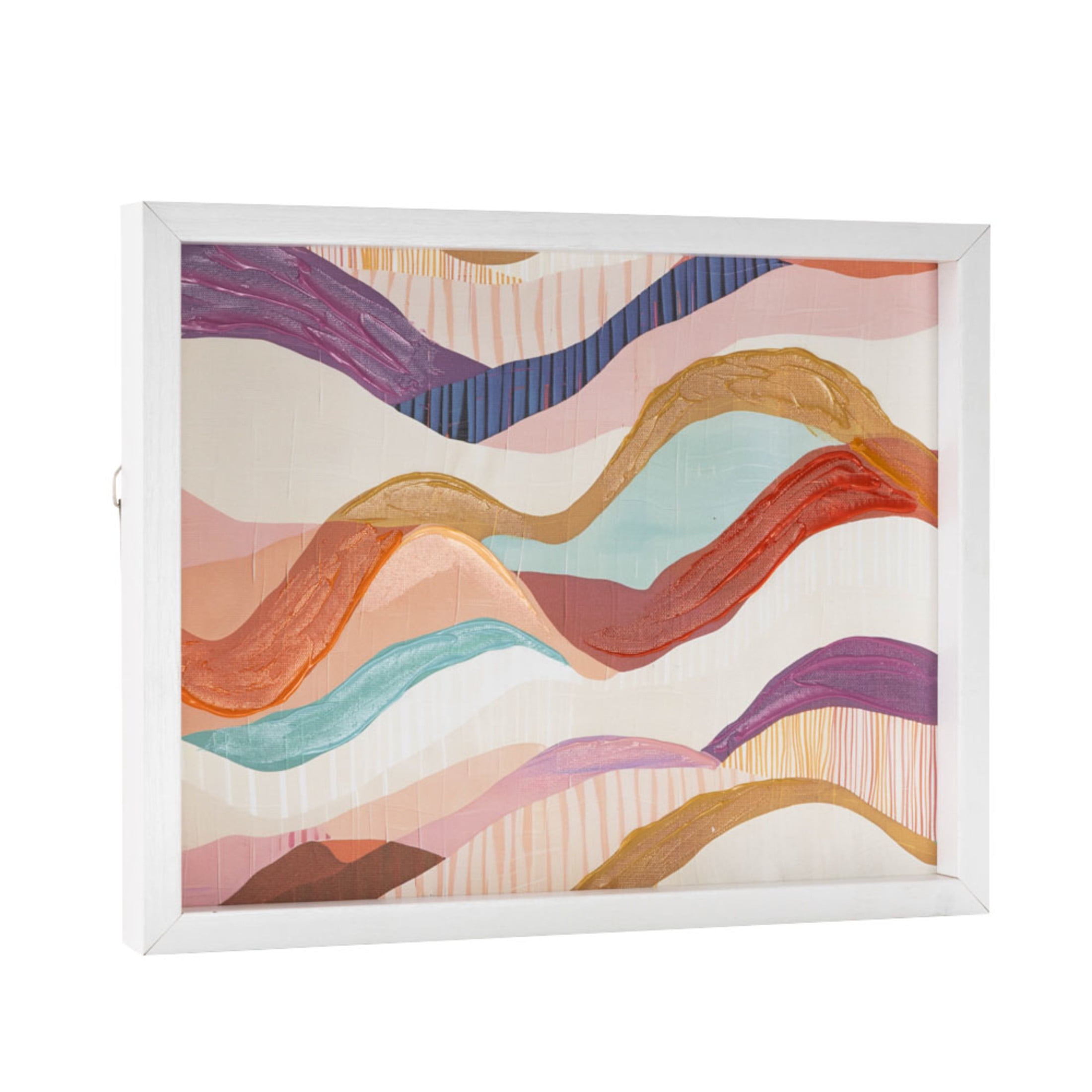 11" x 14" Wavy Abstract Framed Wall Art with White Frame, by DecMode