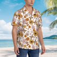 thumbnail image 3 of Pofeuu Sunflowers And Butterflies Print Hawaiian Shirt for Men Sleeves Casual Button Down Summer Beach Dress Shirts T-Shirts,3X-Large, 3 of 7
