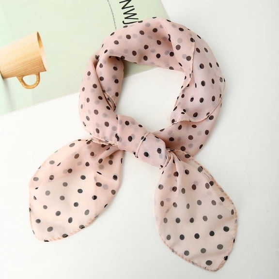 ERDOUY Elegant Personalized Scarf, Chiffon Square Scarf Simulation Silk Scarf, Decorative Small Dot Scarf (Light Pink)