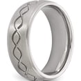 thumbnail image 5 of Stainless Steel Brushed & Polished Scroll Design 8mm Ridged Edge Band (Size 10) Made In China sr630-10, 5 of 5