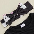 thumbnail image 6 of Cjfdfy Newborn Baby Girls Halloween Outfits My First Halloween Letter Pumpkin Ghost Embroidery Long Sleeve Romper And Flared Pants Headband Set Cute Infant Fall Outfit, 6 of 9
