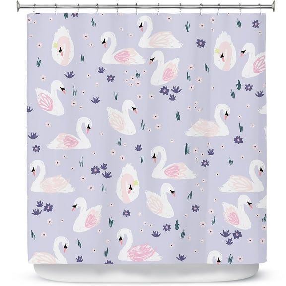 Shower Curtains 70" x 93" from DiaNoche Designs by Metka Hiti - Swans Light Purple