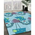 thumbnail image 3 of Ahgly Company Machine Washable Indoor Square Transitional Glacial Blue Ice Blue Area Rugs, 4' Square, 3 of 7