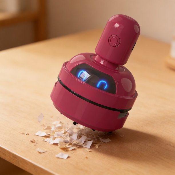 Aspiradora de escritorio para teclado y escritorio: removedor de polvo recargable por USB con succión ajustable y microfiltro.