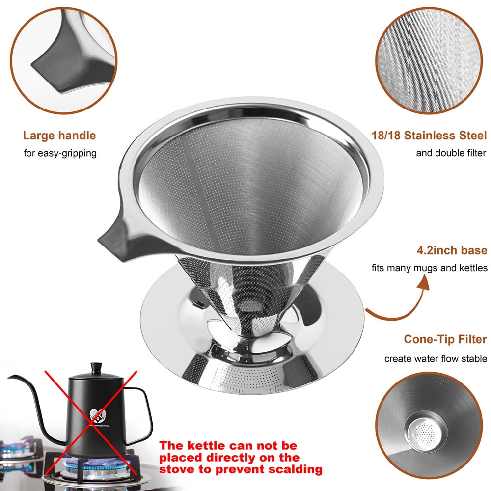 CozyNest Home Essentials- Stainless Steel Pour over Coffee Maker 4pcs Gift Set; Brand New.