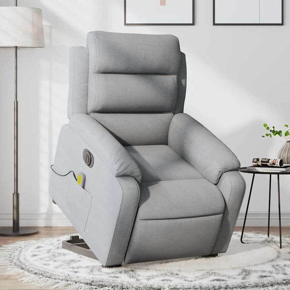 vidaXL Electric Stand Up Massage Recliner Chair Light Gray