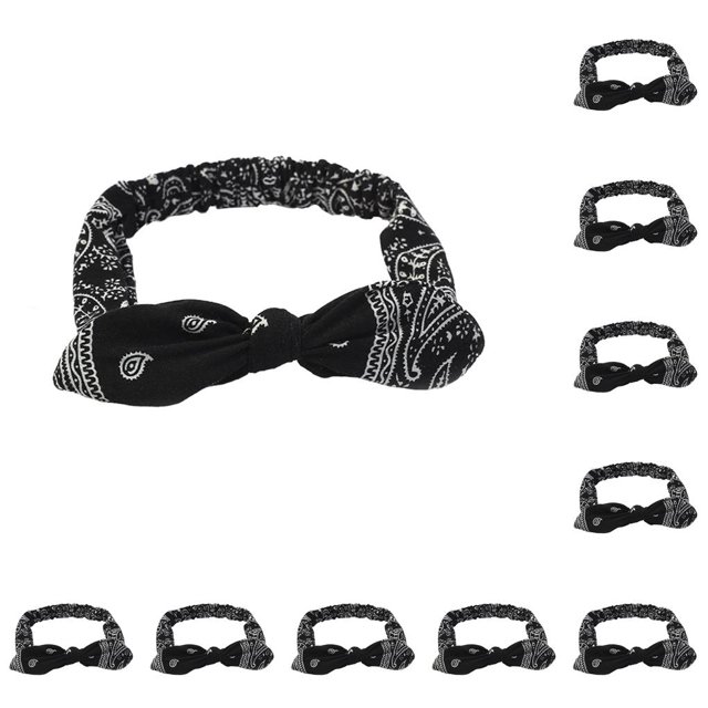 Jumpingount Diadema elástica para niñas, banda para el pelo para Yoga, ejercicio para dormir, vacaciones en la playa, banda para el sudor diaria, Negro 10piezas Jumpingount CBP265512