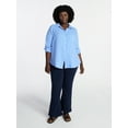 thumbnail image 2 of Terra & Sky Women's Plus Size Double Cloth Boyfriend Shirt, Sizes 0X-5X, 2 of 5