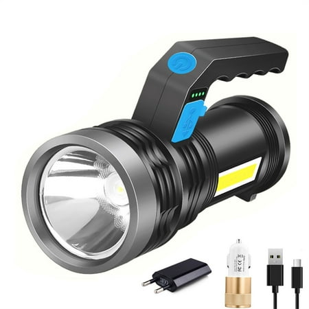 

Portable USB Rechargeable Work Lamp Long Range Searchlight Built-in Battery Hand Light Spotlight with COB Side Light Flashlight Powerful and Stable Light