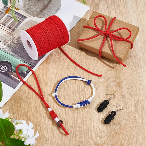 21.8 Yards 3mm Nylon Cord Nylon Thread Beading String Piping Cord Bracelet String for Kumihimo Macrame Cord Chinese Knotting Cord for Jewelry Making DIY Crafts Red