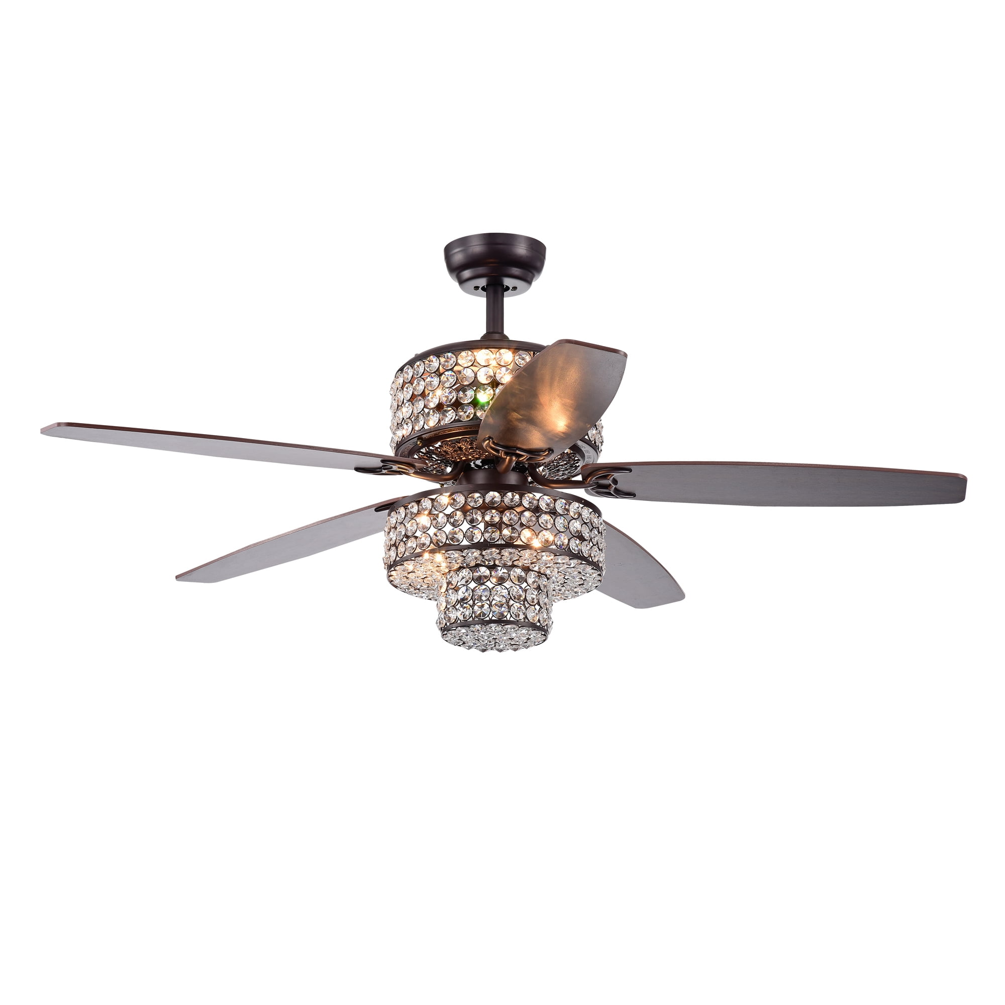 Tierna 5 Blade 52 Inch Rustic Bronze Lighted Ceiling Fans Two