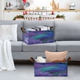 thumbnail image 6 of 2pcs Foldable Iron Frame Storage Basket Open Basket Bins Versatile Organizer for Laundry Bathroom Closet 16.9” x 11.4” x 7.7” Peacock Pattern, 6 of 7