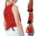 thumbnail image 2 of Kovlvoll Baby Girls Clothes Summer Tank Tops Open Tie Back Sleeveless Camisole Workout Running Sports Shirts 4-14years, 2 of 7