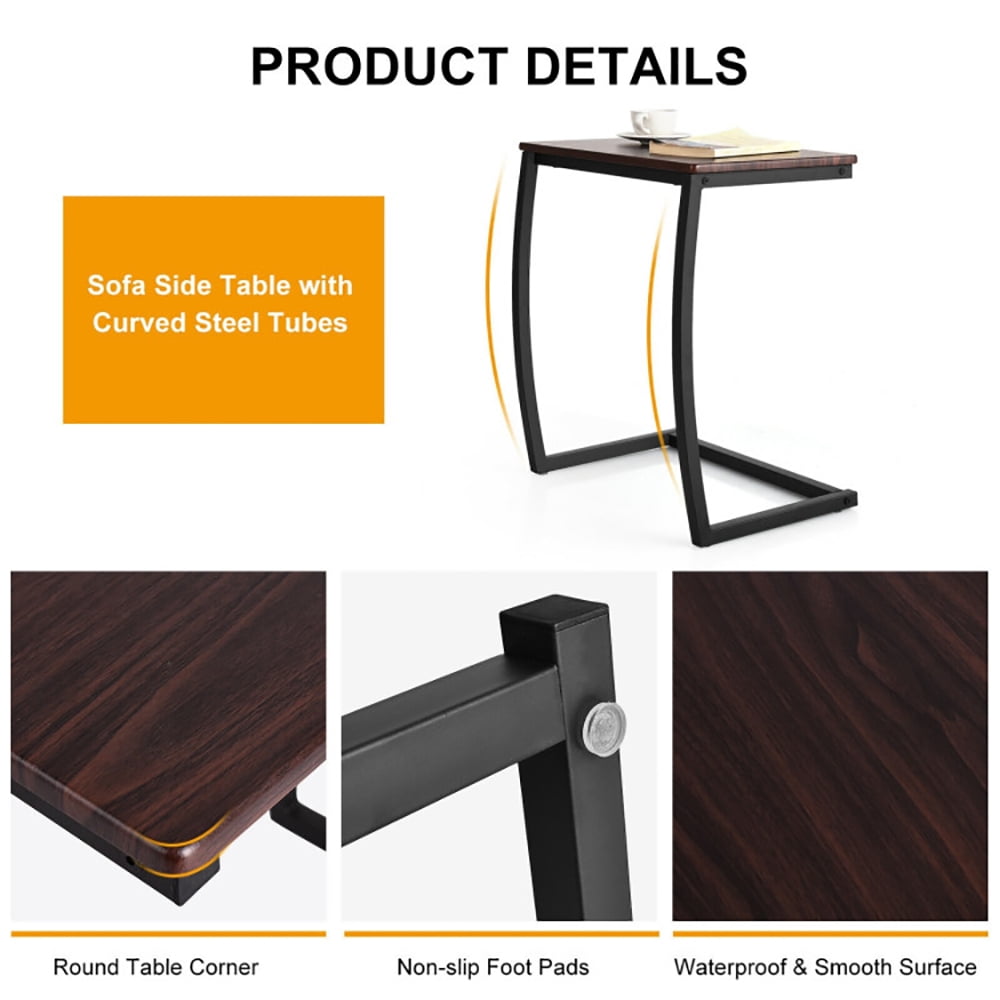 Finihen End Table, C-shaped Sofa Side End Table with Steel Frame, Sofa Side Table, Bed Side Table, for Small Space, Living Room, Bedroom, Coffee Finihen End Table, C-shaped Sofa Side End Table with Steel Frame, Sofa Side Table, Bed Side Table, for Small Space, Living Room, Bedroom, Coffee