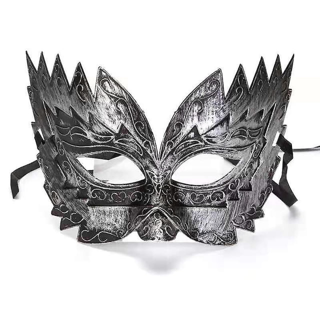 Máscara de media cara de diente de sierra antigua de moda Máscara de cara de plástico Accesorios de fiesta Suministros para fiestas (1pcs-silver) XianweiShao 8390614926578